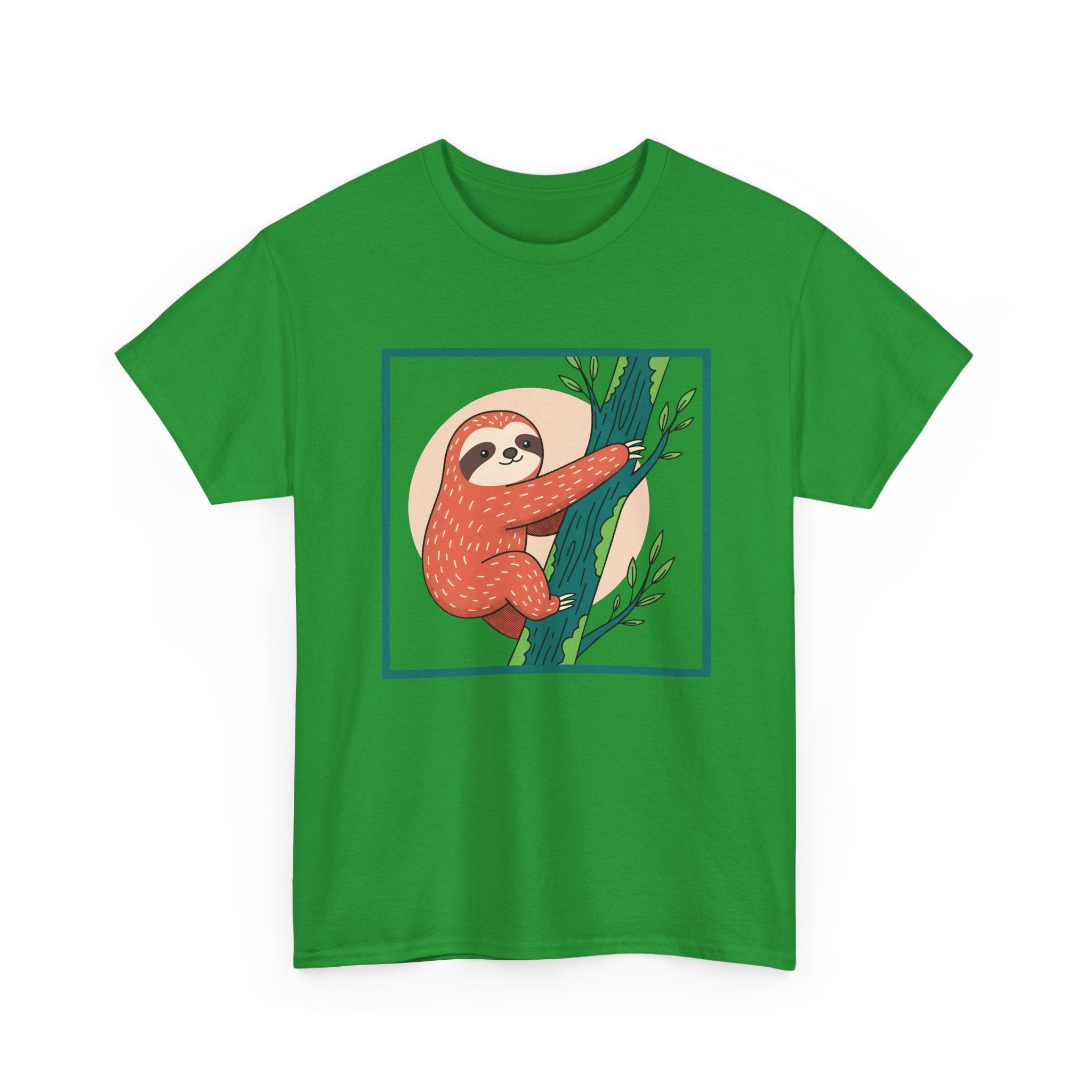 Sloth Adventure Cartoon Tee – Fun Unisex Heavy Cotton T-Shirt