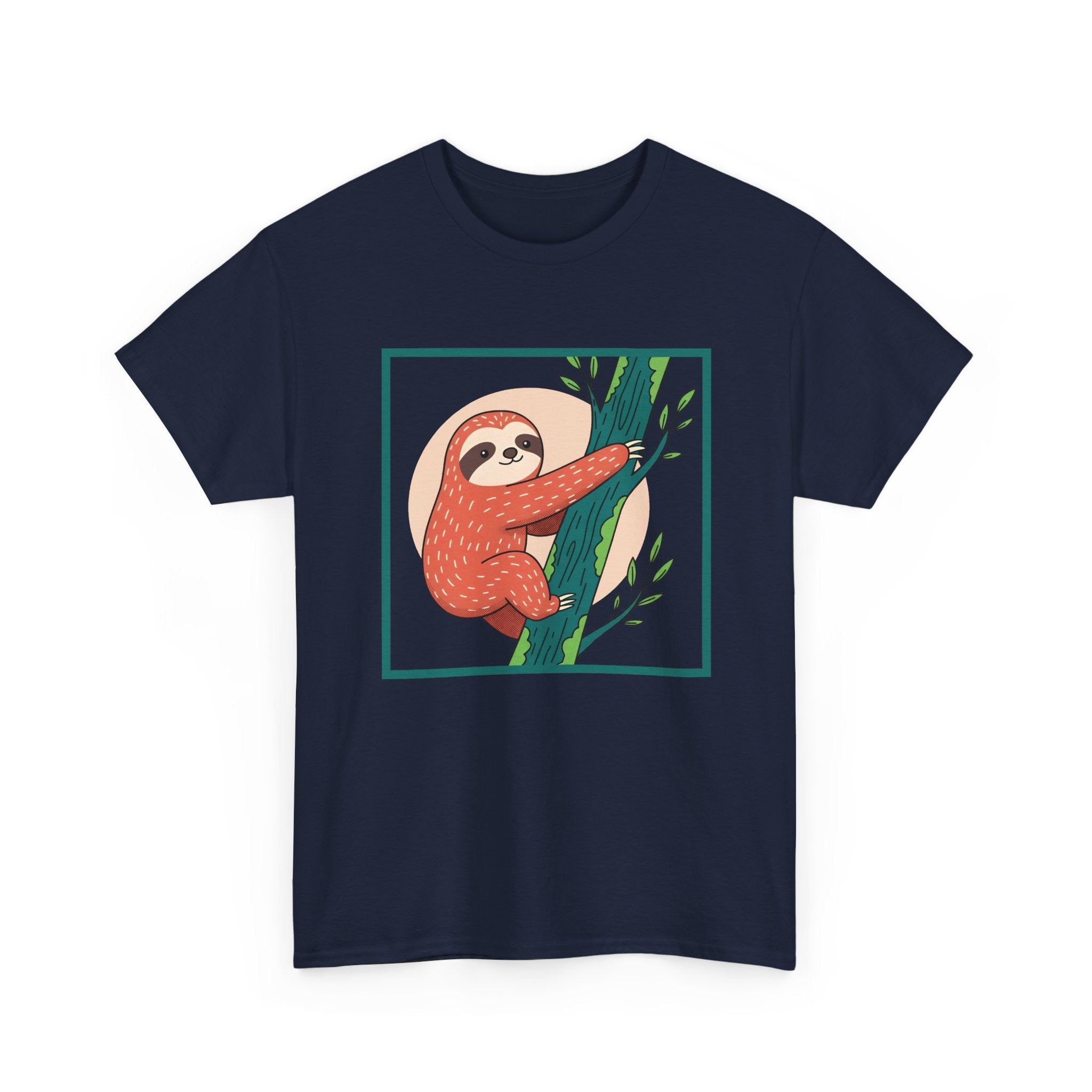 Sloth Adventure Cartoon Tee – Fun Unisex Heavy Cotton T-Shirt