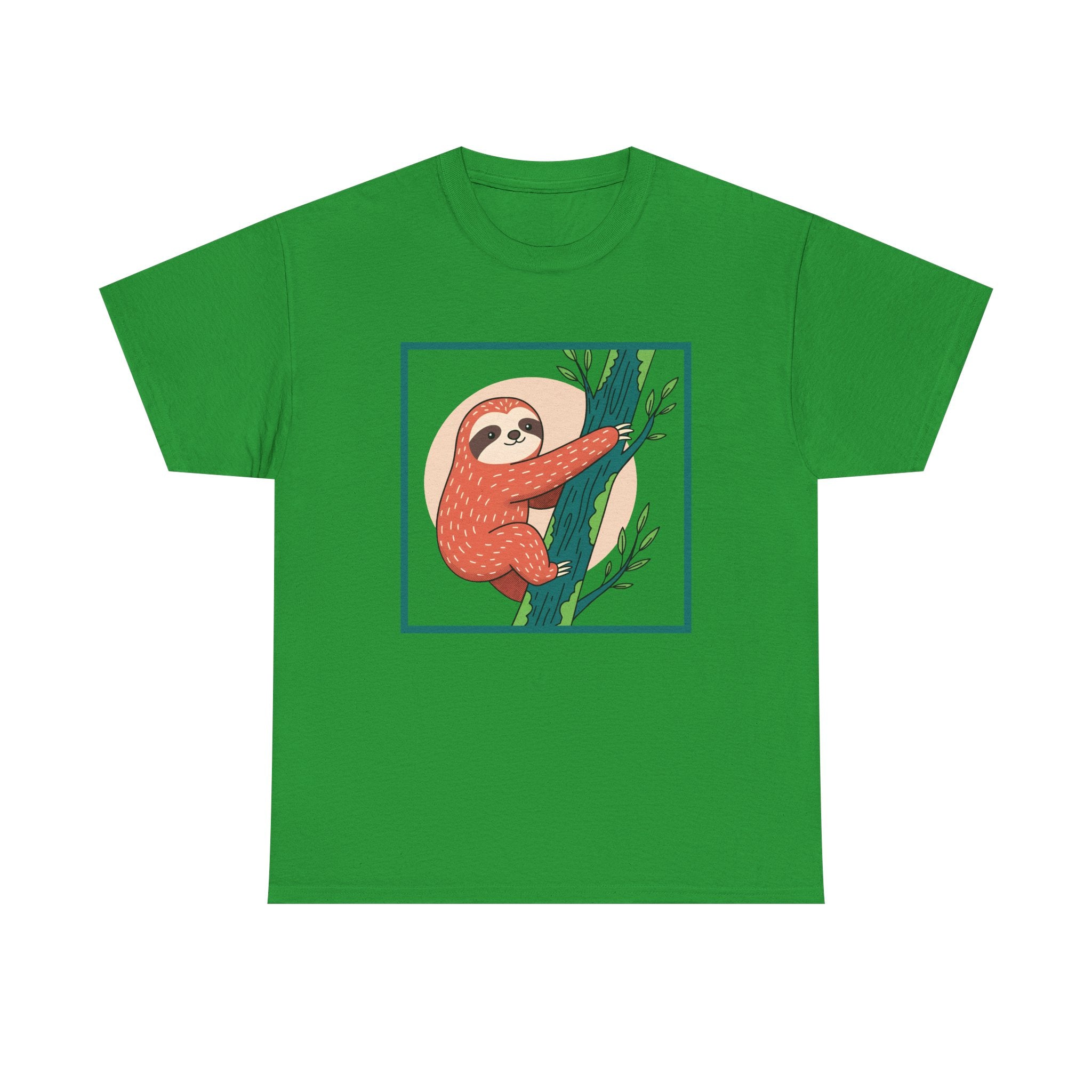 Sloth Adventure Cartoon Tee – Fun Unisex Heavy Cotton T-Shirt