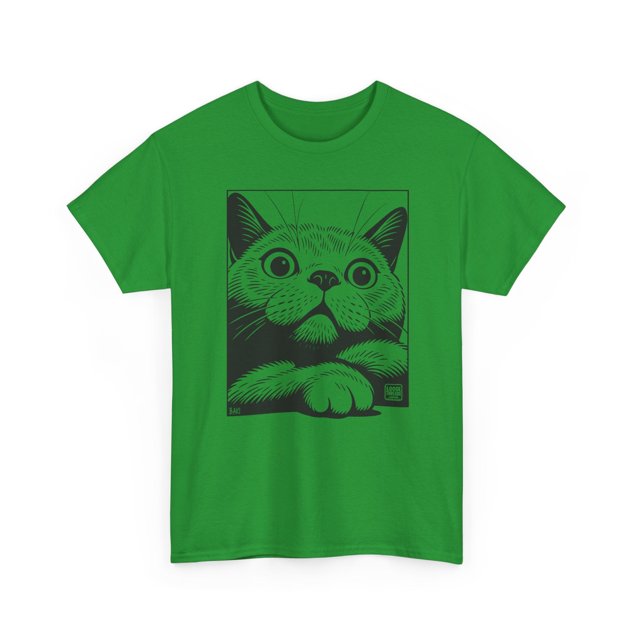 Cat Portrait T-Shirt, Cute Peekaboo Cat Graphic Tee BAKI