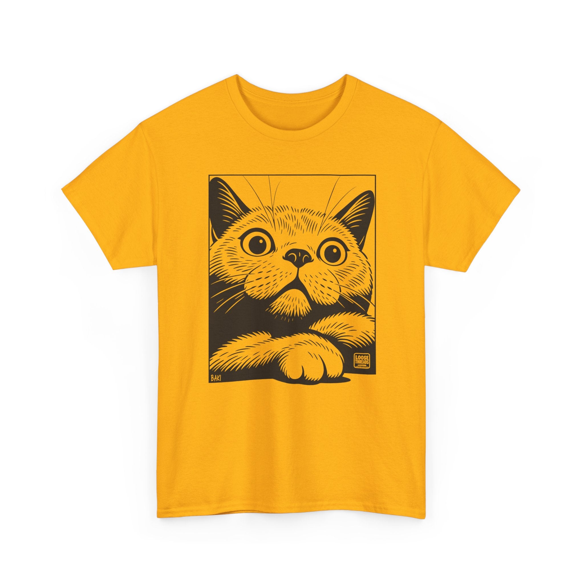 Cat Portrait T-Shirt, Cute Peekaboo Cat Graphic Tee BAKI