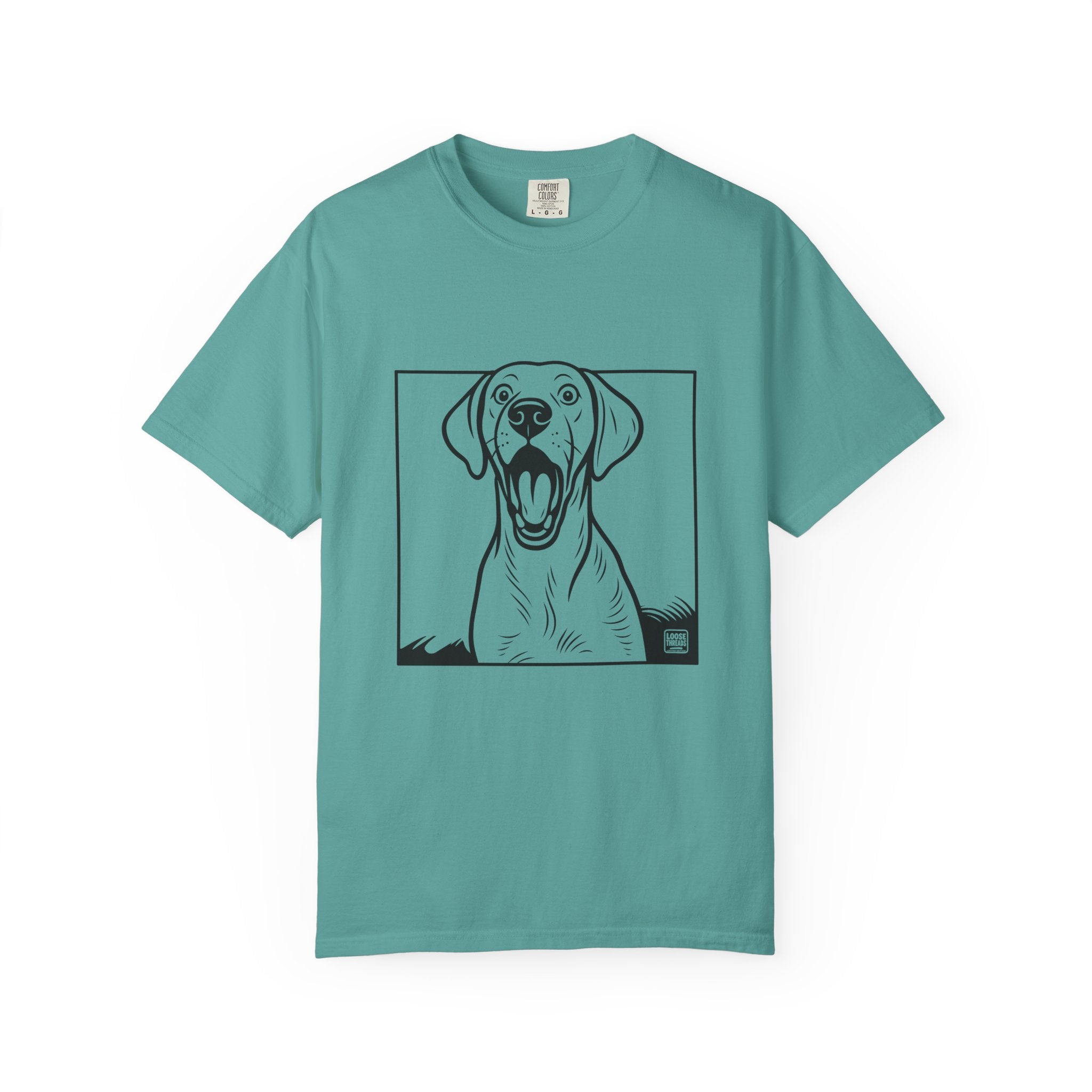 Yawning Lab Dog Graphic T-Shirt, Playful Pet Portrait Tee