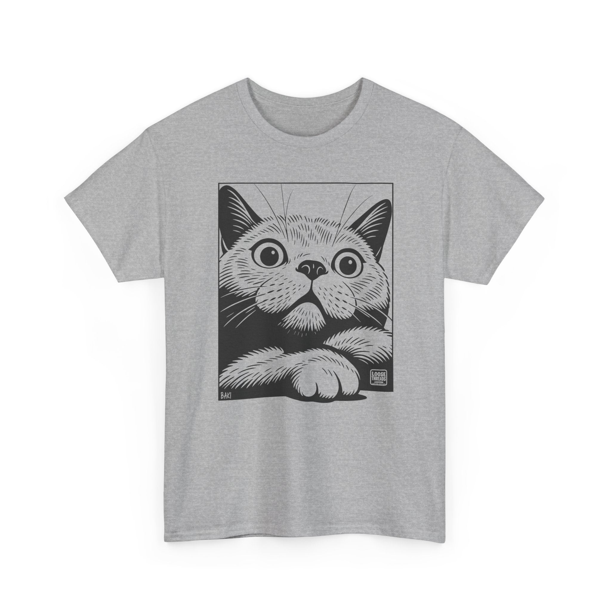 Cat Portrait T-Shirt, Cute Peekaboo Cat Graphic Tee BAKI