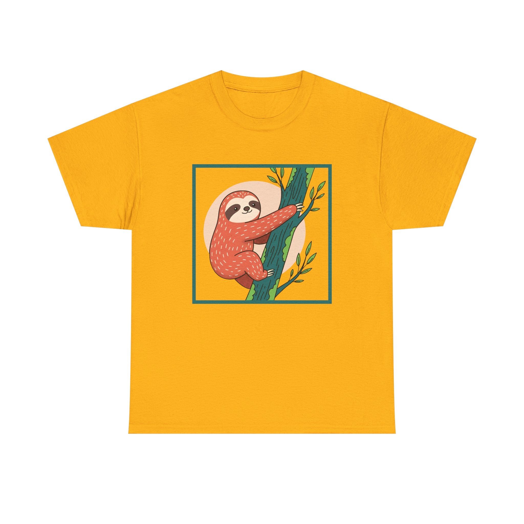 Sloth Adventure Cartoon Tee – Fun Unisex Heavy Cotton T-Shirt