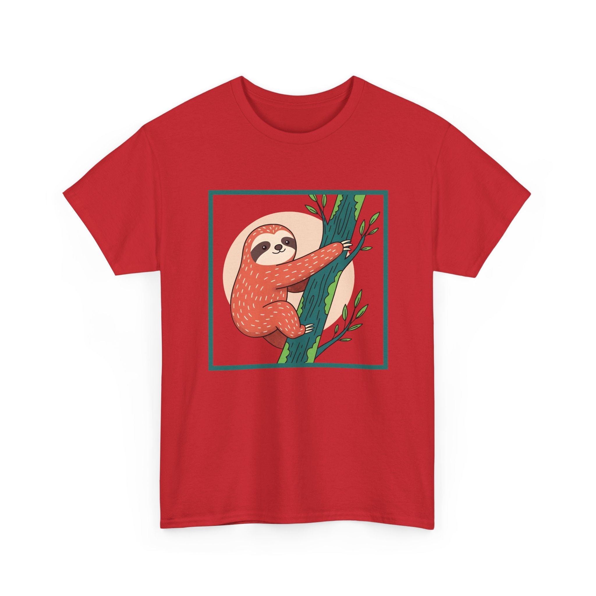 Sloth Adventure Cartoon Tee – Fun Unisex Heavy Cotton T-Shirt