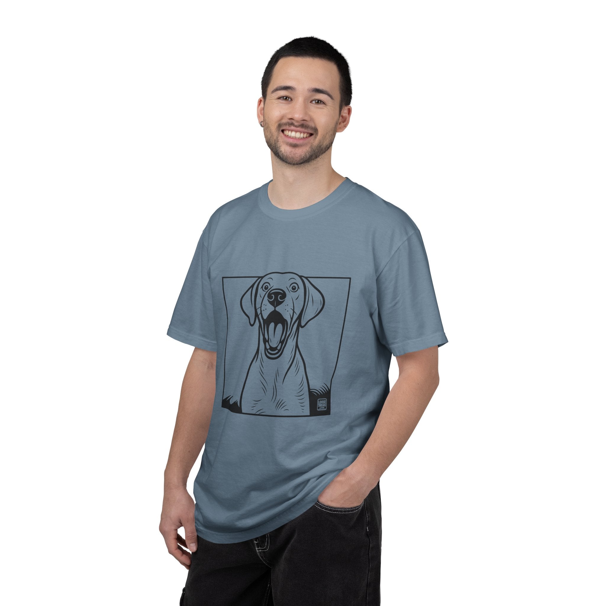 Yawning Lab Dog Graphic T-Shirt, Playful Pet Portrait Tee