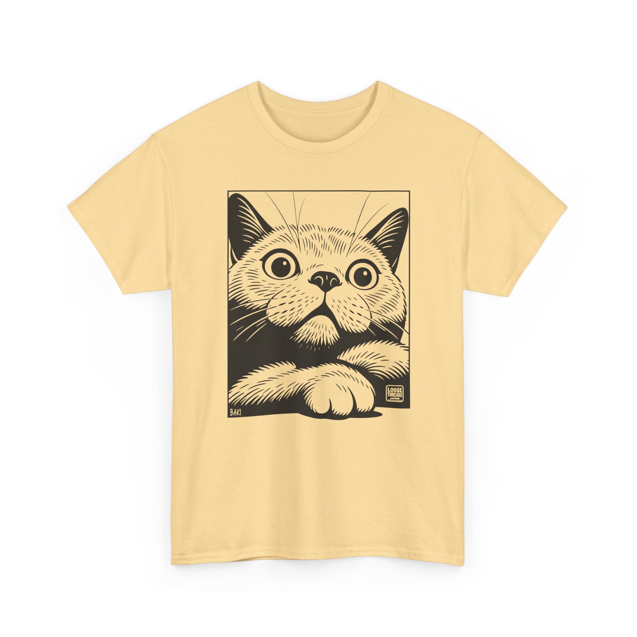 Cat Portrait T-Shirt, Cute Peekaboo Cat Graphic Tee BAKI