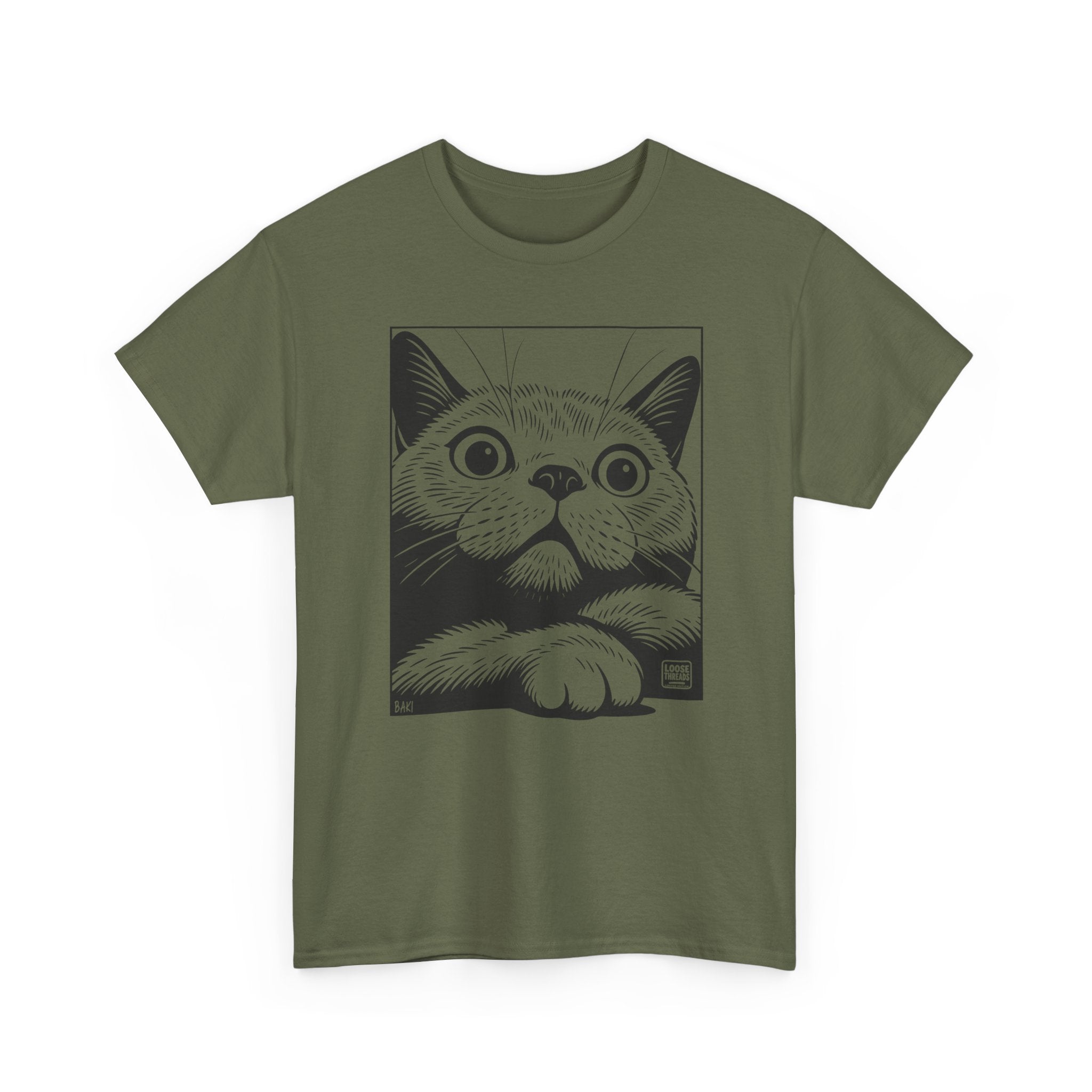 Cat Portrait T-Shirt, Cute Peekaboo Cat Graphic Tee BAKI