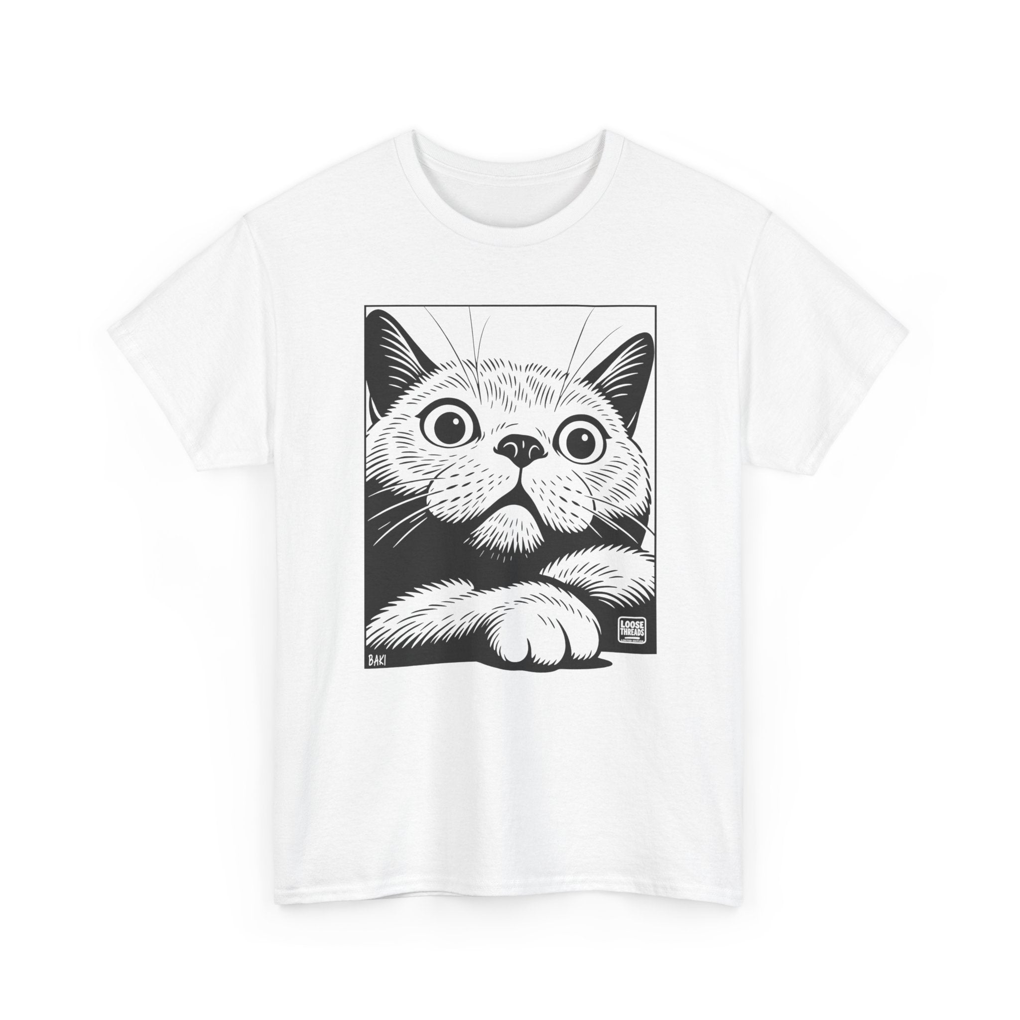 Cat Portrait T-Shirt, Cute Peekaboo Cat Graphic Tee BAKI