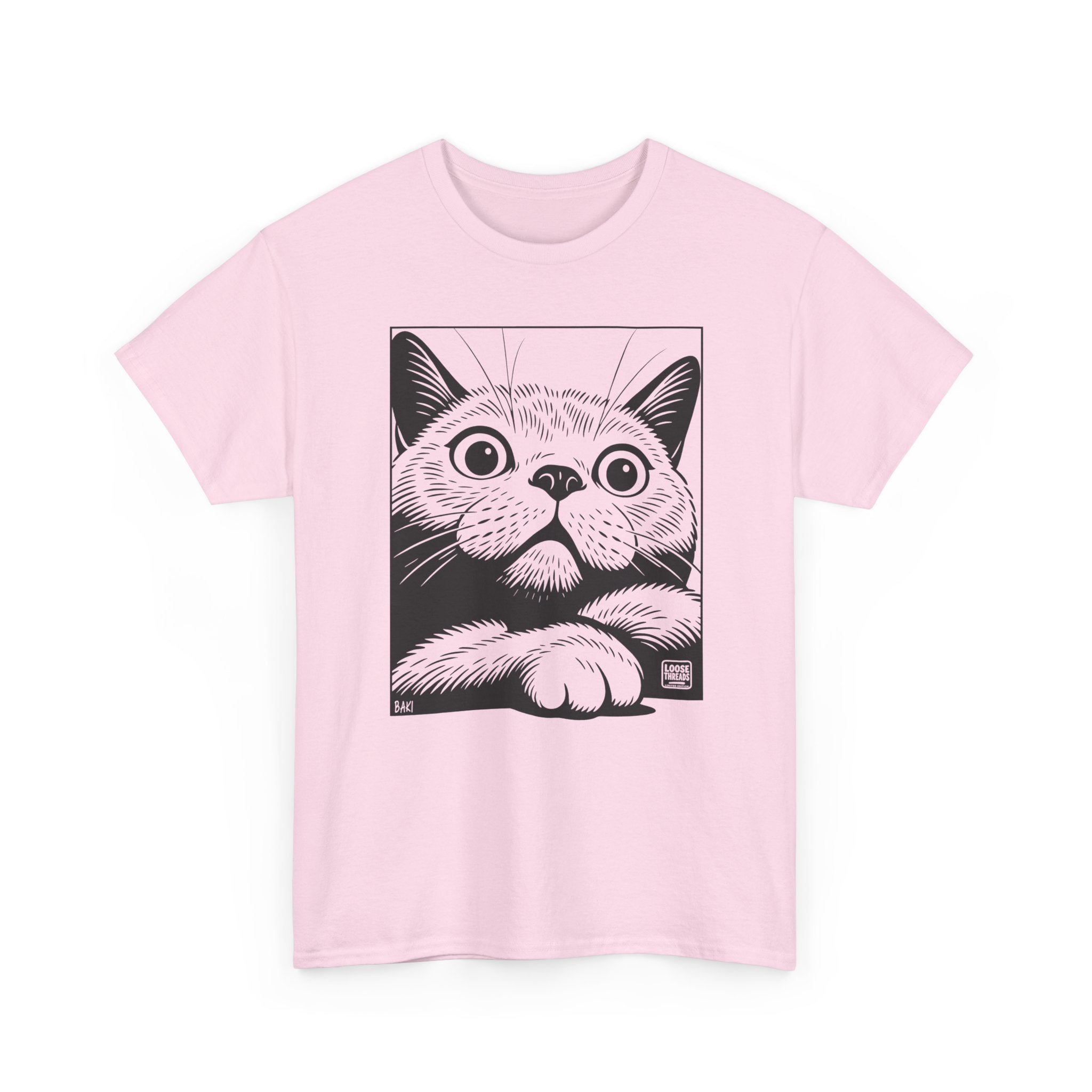 Cat Portrait T-Shirt, Cute Peekaboo Cat Graphic Tee BAKI