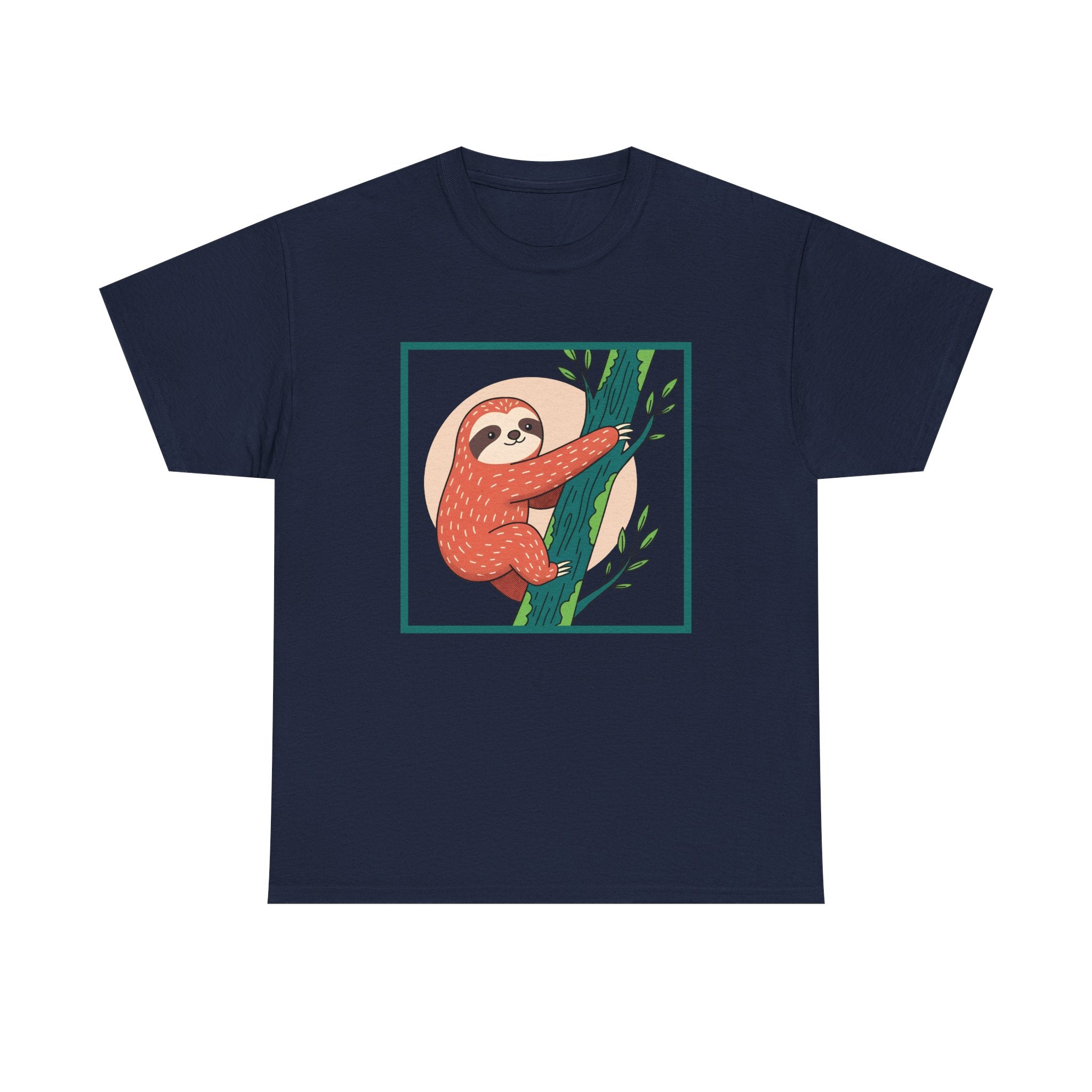 Sloth Adventure Cartoon Tee – Fun Unisex Heavy Cotton T-Shirt