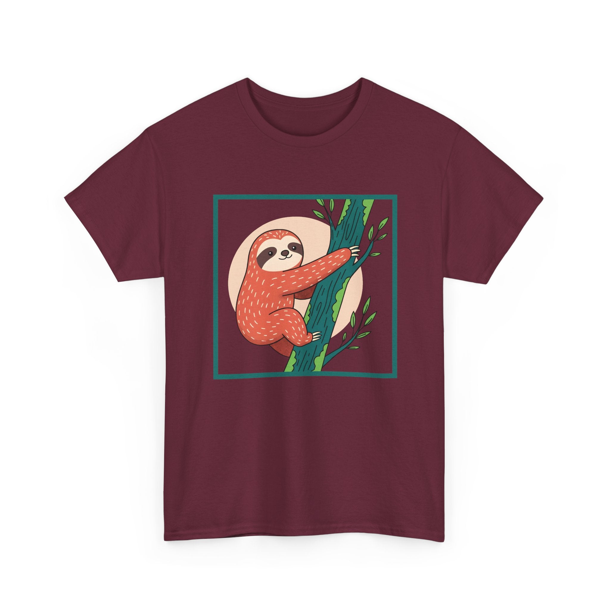 Sloth Adventure Cartoon Tee – Fun Unisex Heavy Cotton T-Shirt