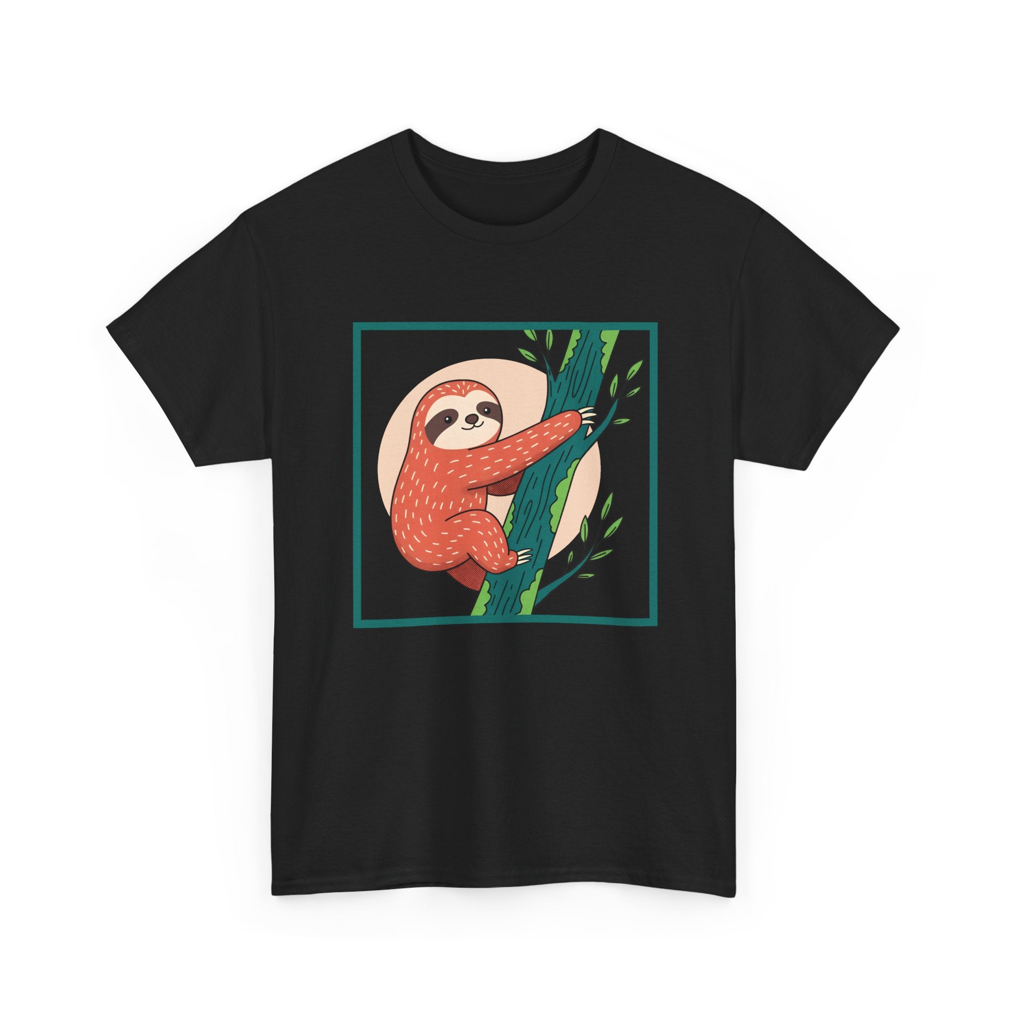 Sloth Adventure Cartoon Tee – Fun Unisex Heavy Cotton T-Shirt
