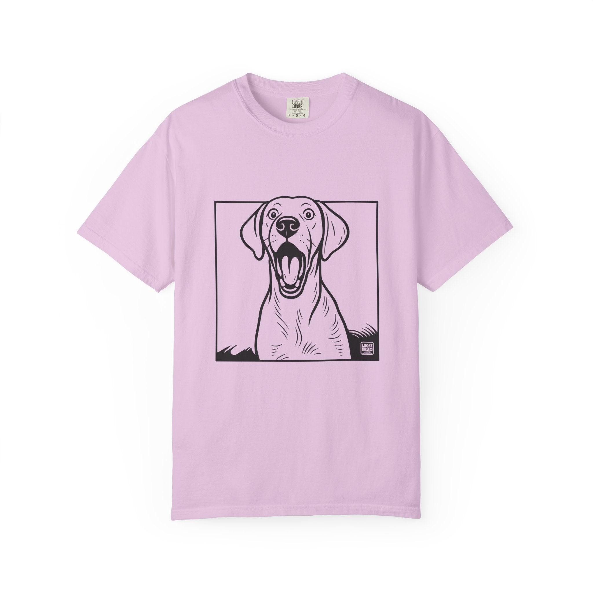 Yawning Lab Dog Graphic T-Shirt, Playful Pet Portrait Tee