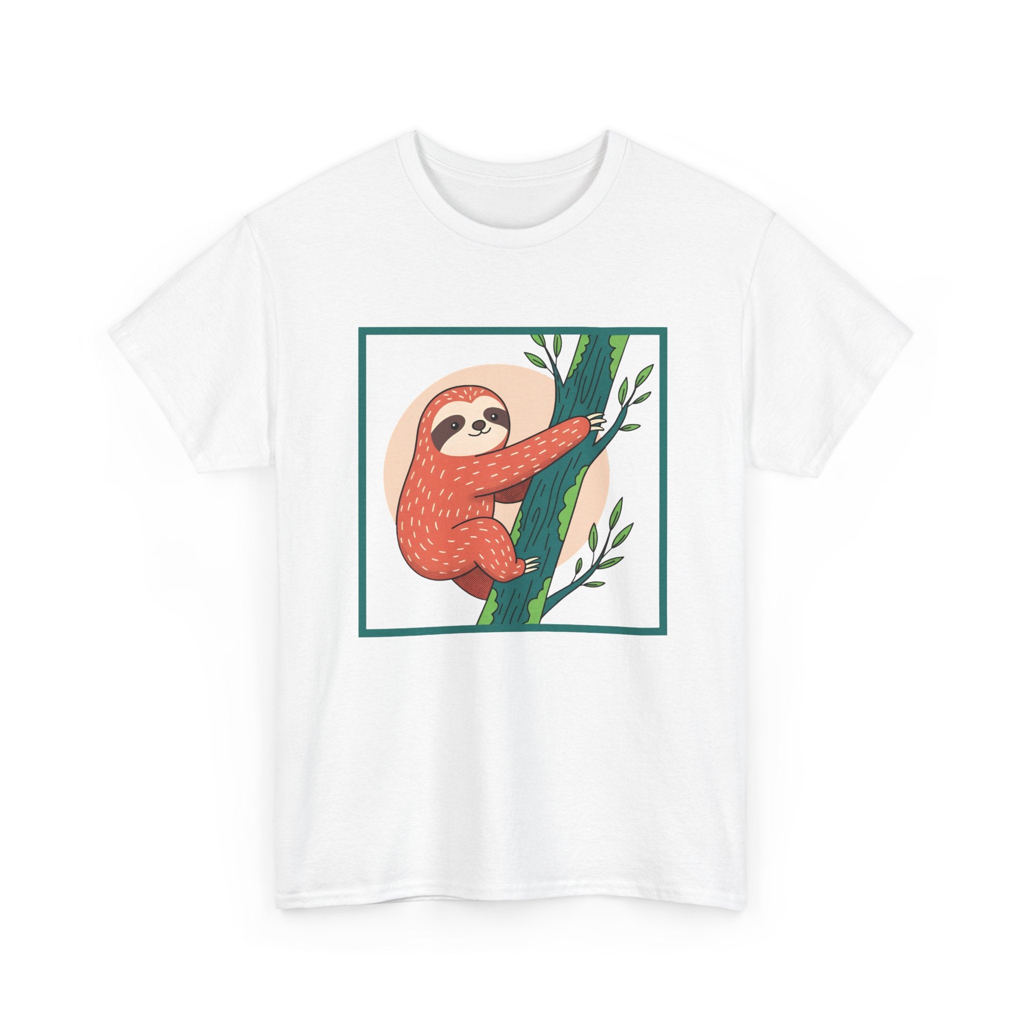 Sloth Adventure Cartoon Tee – Fun Unisex Heavy Cotton T-Shirt