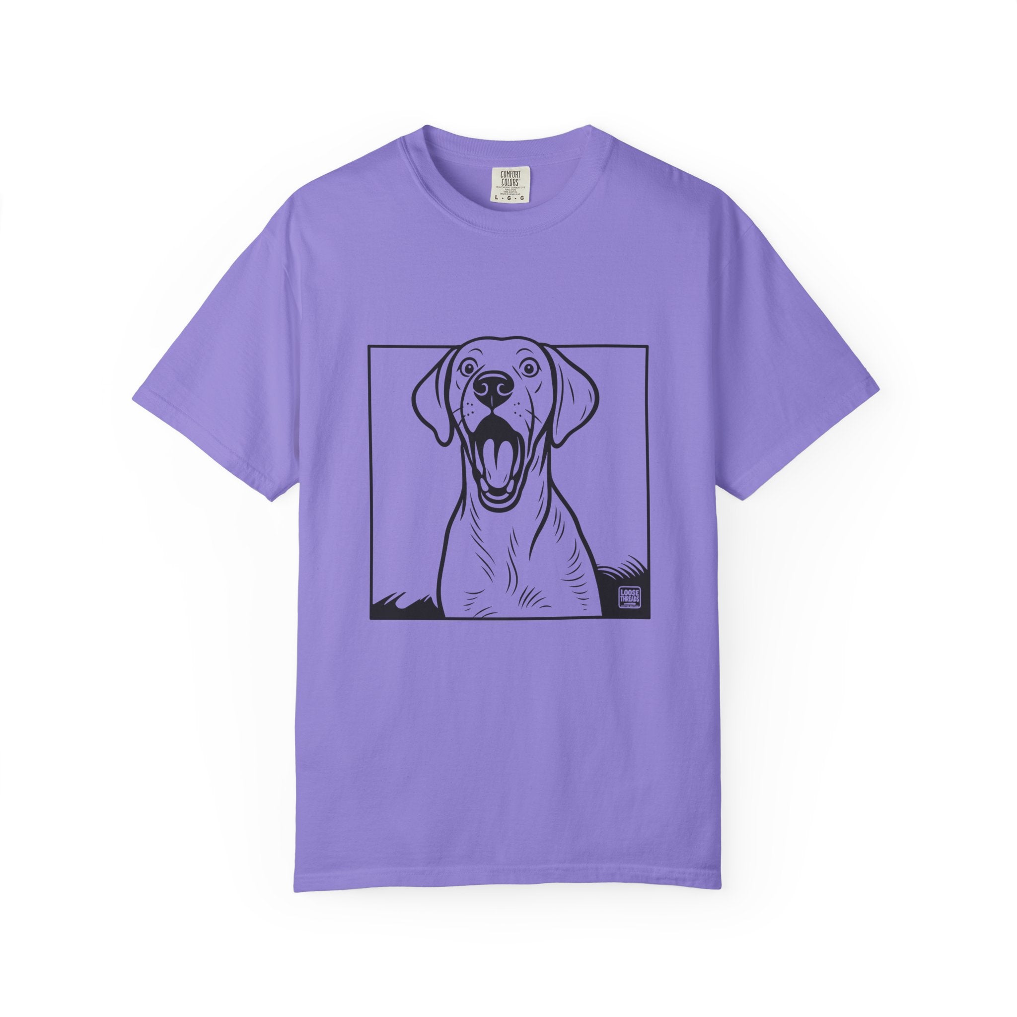 Yawning Lab Dog Graphic T-Shirt, Playful Pet Portrait Tee