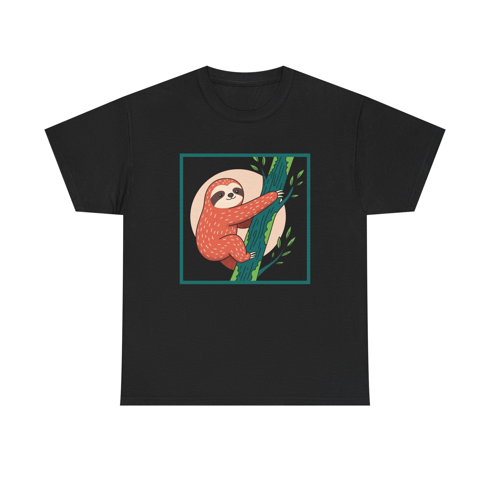 Sloth Adventure Cartoon Tee – Fun Unisex Heavy Cotton T-Shirt