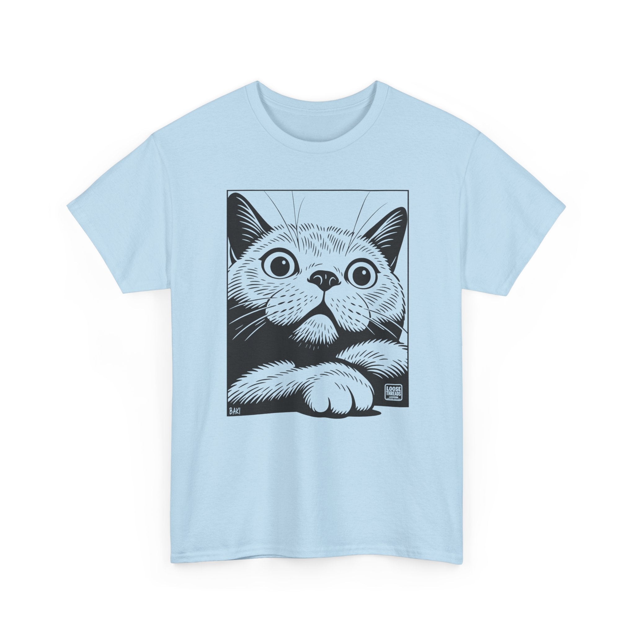 Cat Portrait T-Shirt, Cute Peekaboo Cat Graphic Tee BAKI