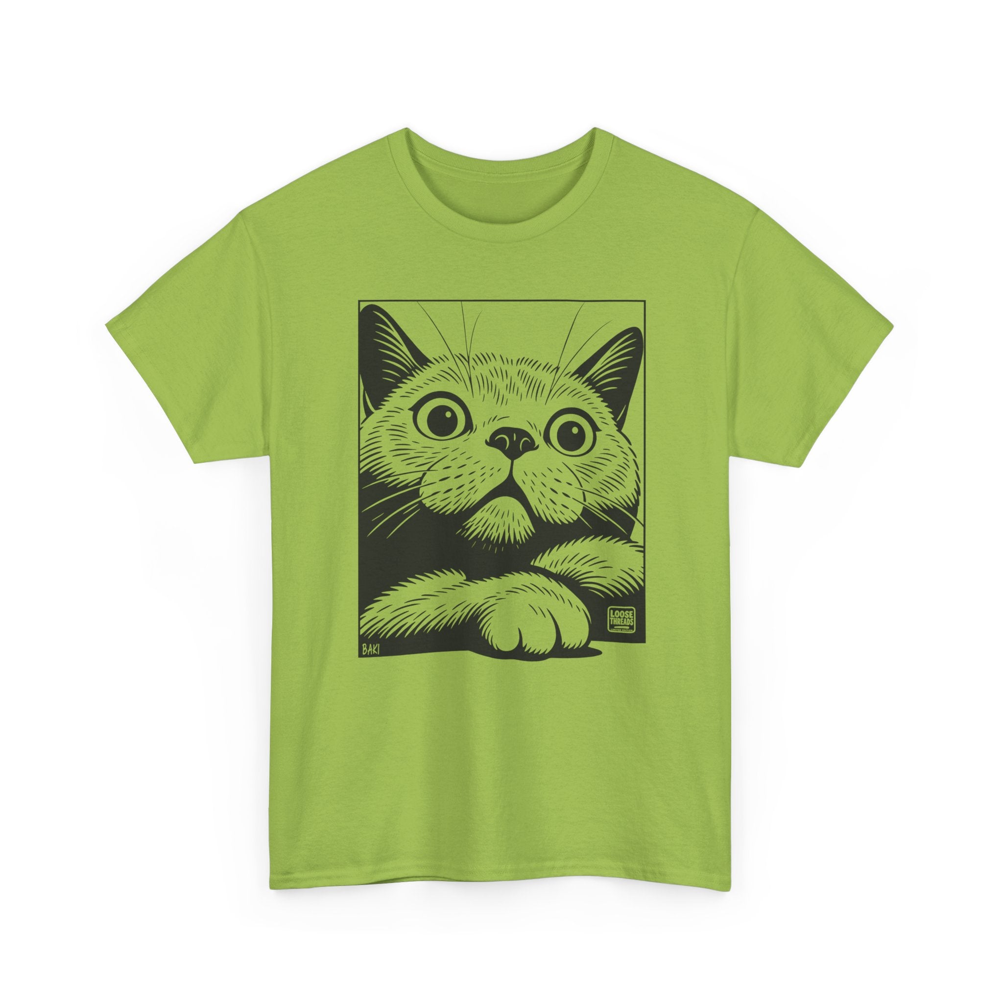 Cat Portrait T-Shirt, Cute Peekaboo Cat Graphic Tee BAKI