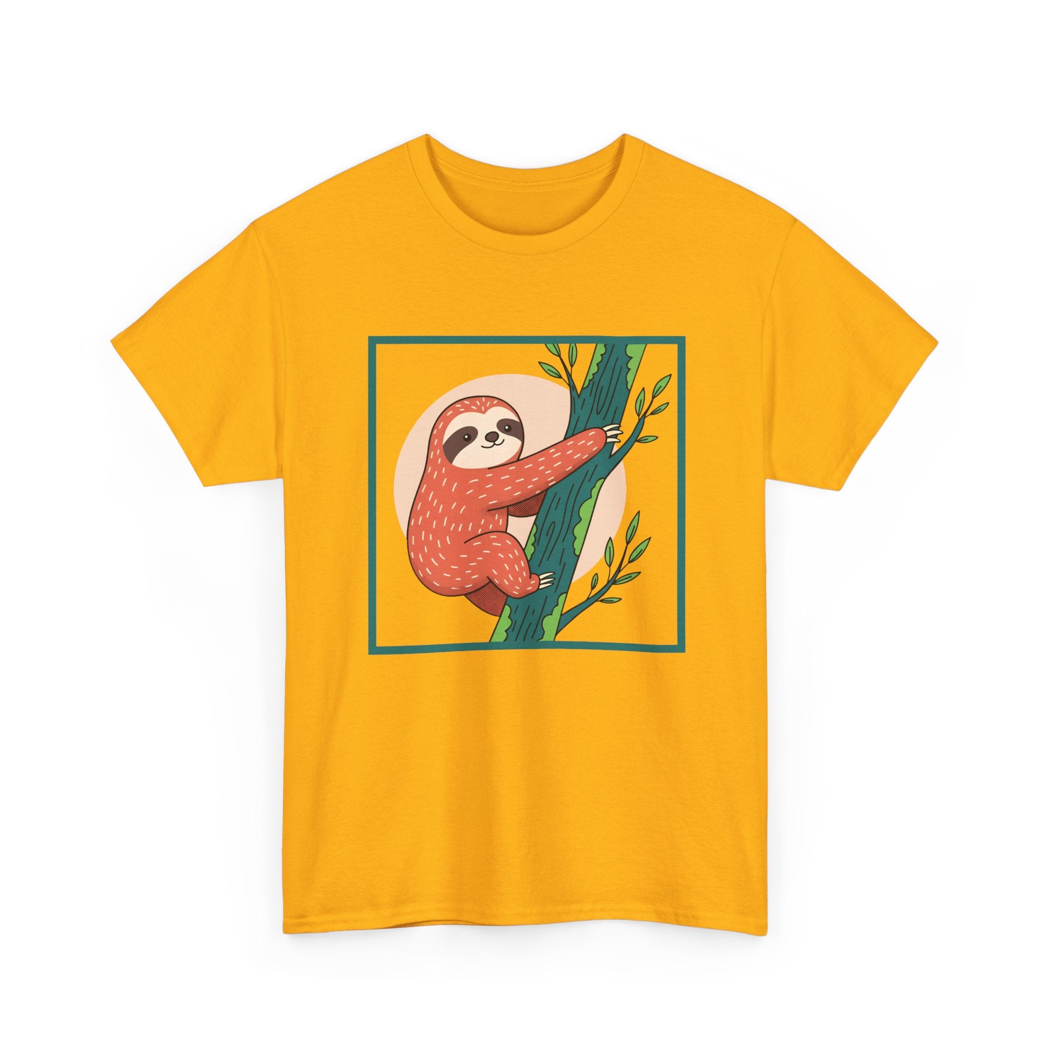 Sloth Adventure Cartoon Tee – Fun Unisex Heavy Cotton T-Shirt