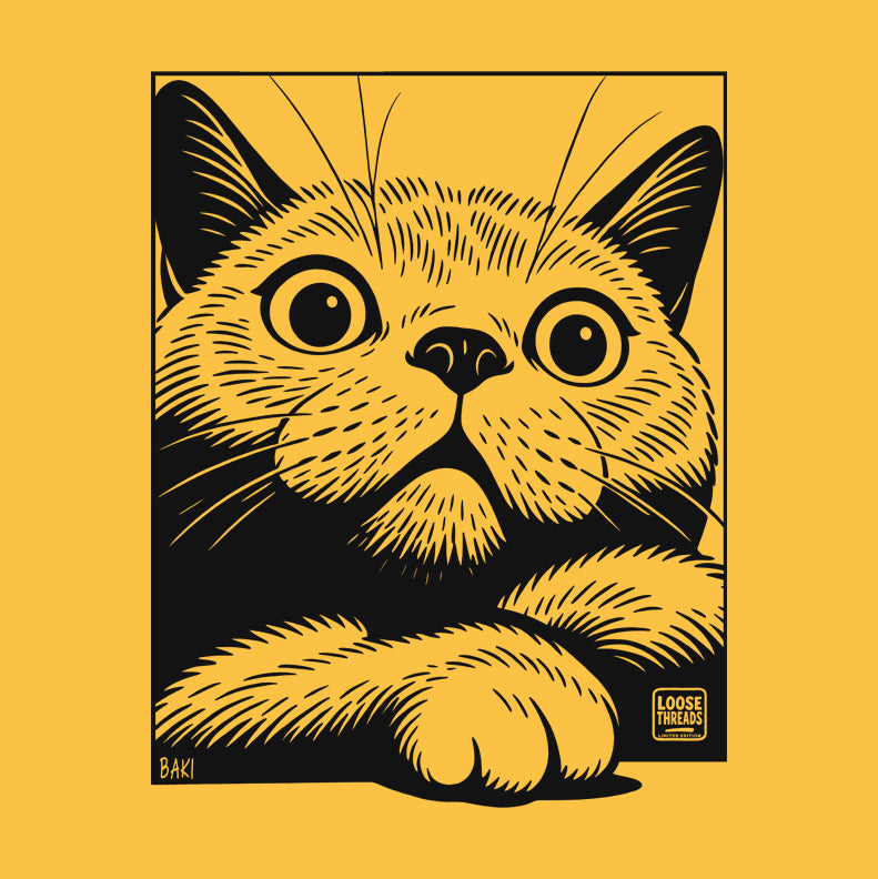 Cat Portrait T-Shirt, Cute Peekaboo Cat Graphic Tee BAKI