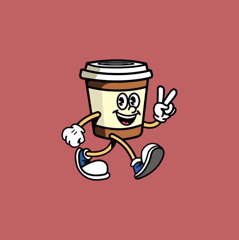 Coffee Cup Cartoon Tee - Fun Unisex Heavy Cotton T-Shirt