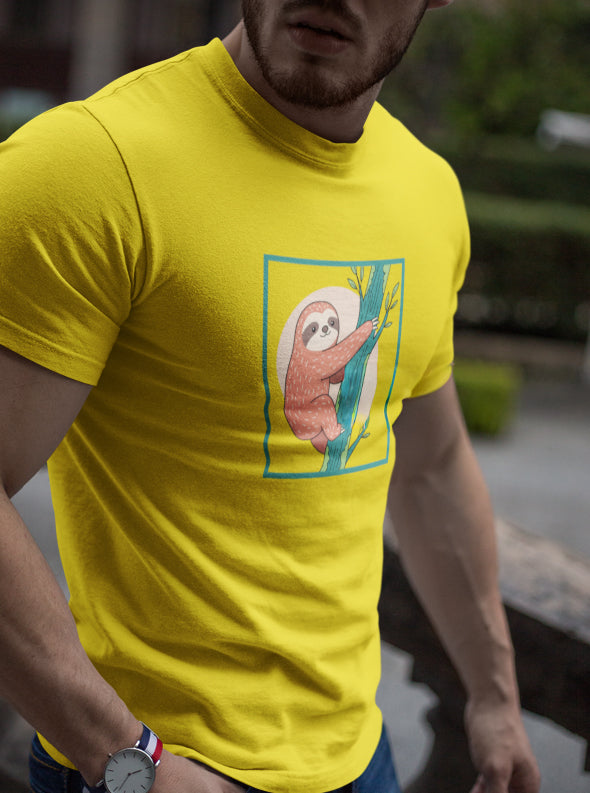 Sloth Adventure Cartoon Tee – Fun Unisex Heavy Cotton T-Shirt