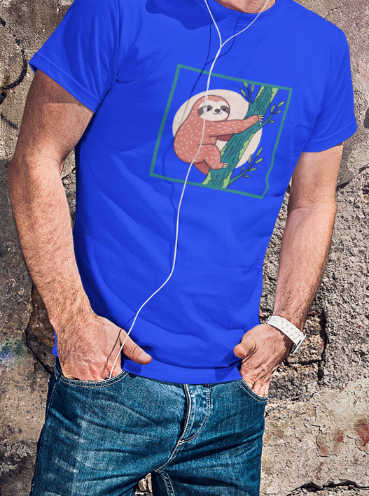 Sloth Adventure Cartoon Tee – Fun Unisex Heavy Cotton T-Shirt