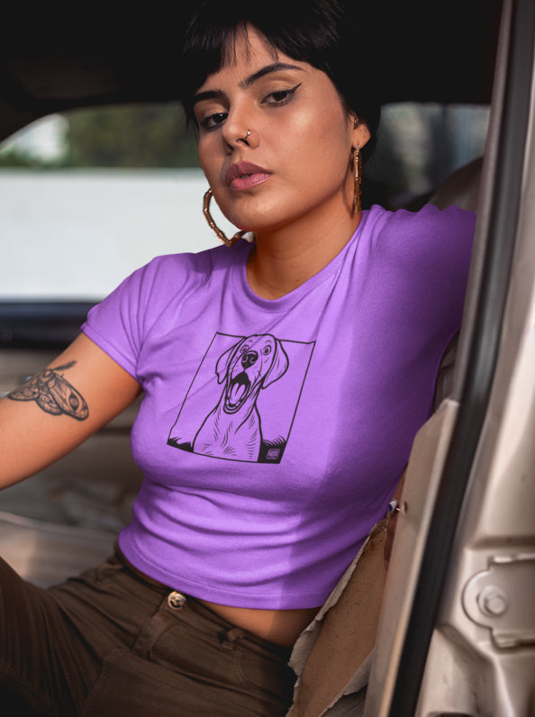 Yawning Lab Dog Graphic T-Shirt, Playful Pet Portrait Tee