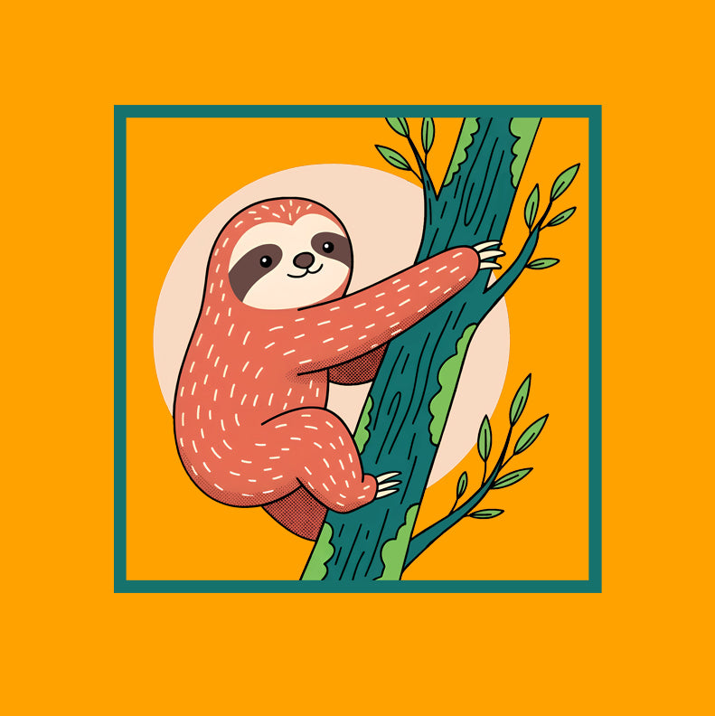 Sloth Adventure Cartoon Tee – Fun Unisex Heavy Cotton T-Shirt