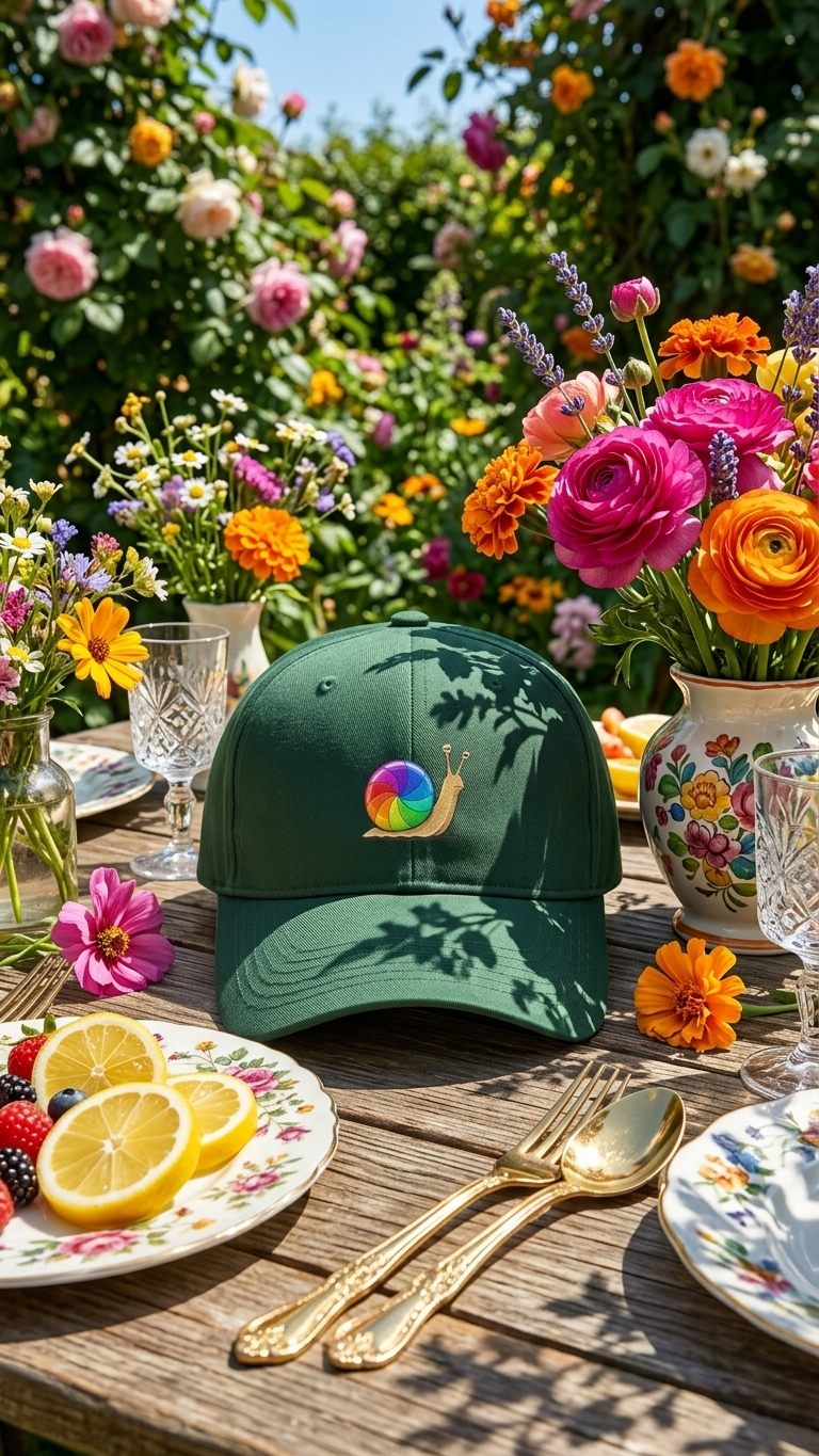Snail with Rainbow Shell Cap Low Profile Embroidered Baseball Hat