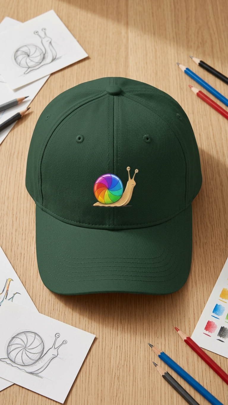 Snail with Rainbow Shell Cap Low Profile Embroidered Baseball Hat