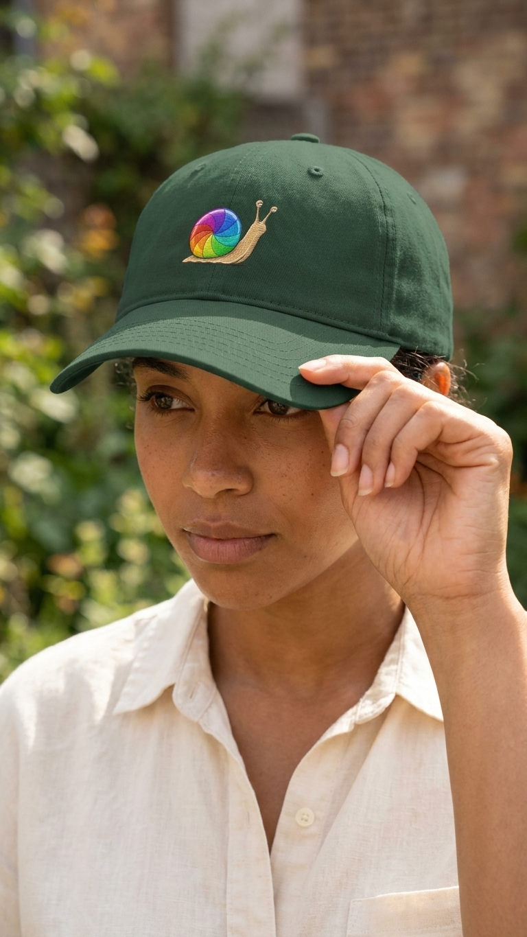 Snail with Rainbow Shell Cap Low Profile Embroidered Baseball Hat